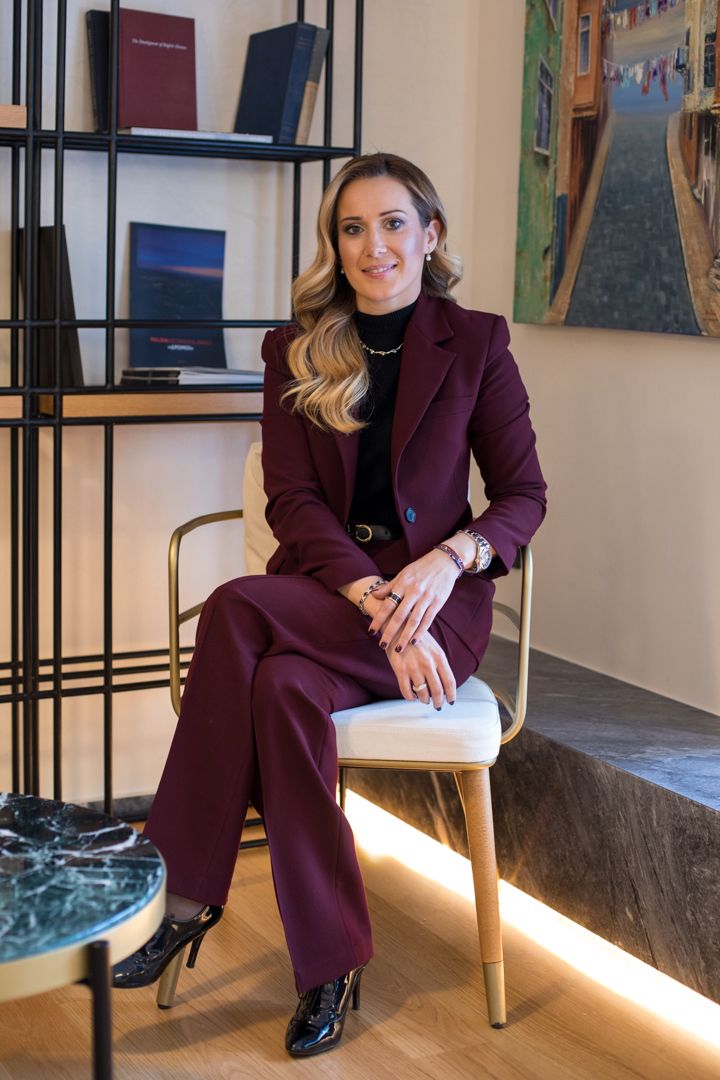 Nadia at her desk, Glyfada office, Athens